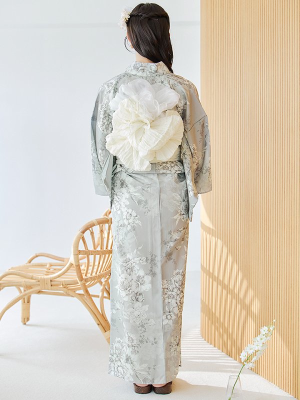 画像15: 【即日発送】クラシカルグレイッシュフラワー浴衣【浴衣３点セット 浴衣/帯/下駄】[YMT]