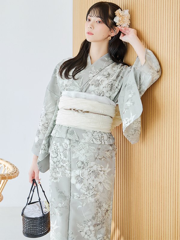 画像8: 【即日発送】クラシカルグレイッシュフラワー浴衣【浴衣３点セット 浴衣/帯/下駄】[YMT]