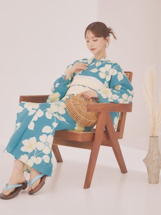 浅葱色花柄浴衣 