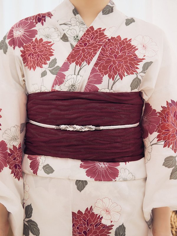 画像16: 【即日発送】紅色菊花柄浴衣【浴衣３点セット 浴衣/帯/下駄】[OF04]