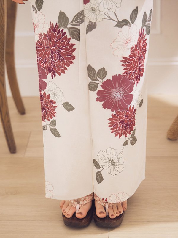 画像17: 【即日発送】紅色菊花柄浴衣【浴衣３点セット 浴衣/帯/下駄】[OF04]