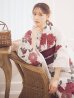 画像2: 【予約 / 5月下旬発送予定】紅色菊花柄浴衣 OBI-siwa-204-wk-15-WR / HIMO-900-yn-4-GYxGY / YA-1002-kj-R / GETA-02-ok-8-RoseP / [yo/OF01] (2)