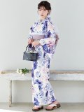 【Riuコラボ】【予約/5月中旬発送予定】ブルーアイボリーピオニー浴衣 OBI-siwa-200-kj-11-Rose / HIMO-906-yn-PEARL / HEKO-800-sb-5-WH / YA-1001-kj-BL / YA-1023-wk-P / GETA-01-kj-3-IV [YMT]