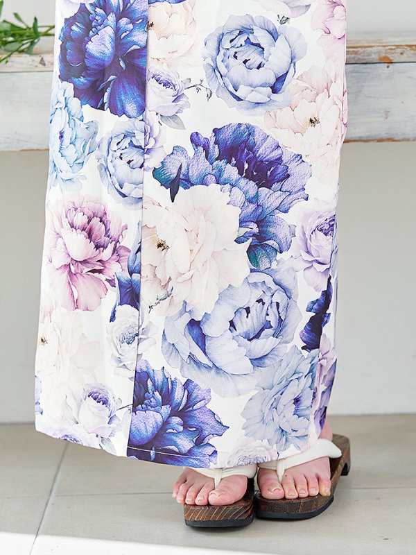 画像15: 【即日発送】【Riuコラボ】ブルーアイボリーピオニー浴衣【浴衣３点セット 浴衣/帯/下駄】[YMT]