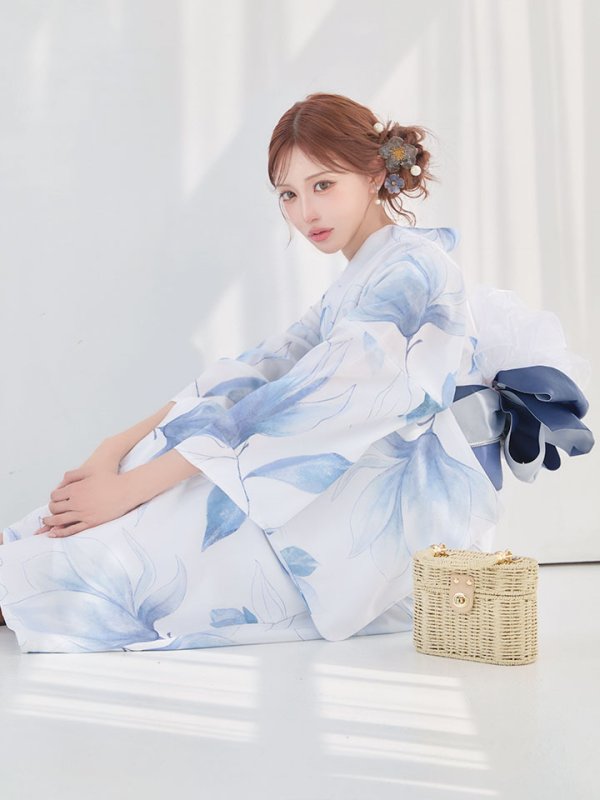 画像10: 送料無料！凛と咲く清涼蒼花浴衣【浴衣３点セット 浴衣/帯/下駄】[OF04]【予約 / 4月下旬発送予定】