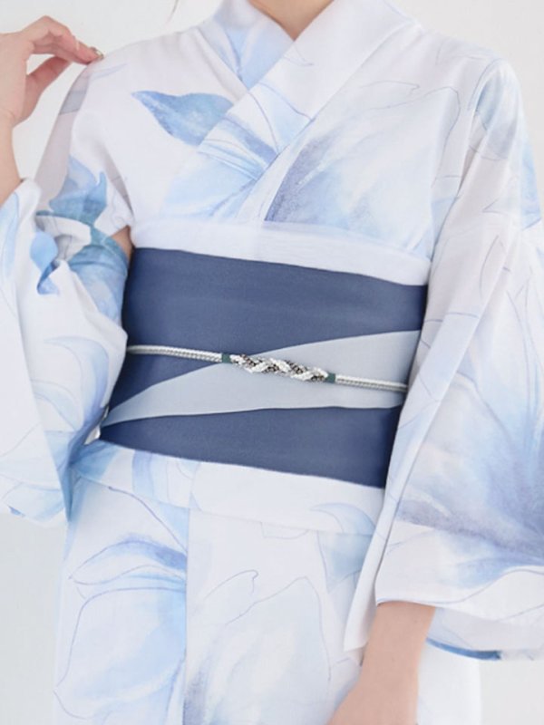 画像12: 送料無料！凛と咲く清涼蒼花浴衣【浴衣３点セット 浴衣/帯/下駄】[OF04]【予約 / 4月下旬発送予定】