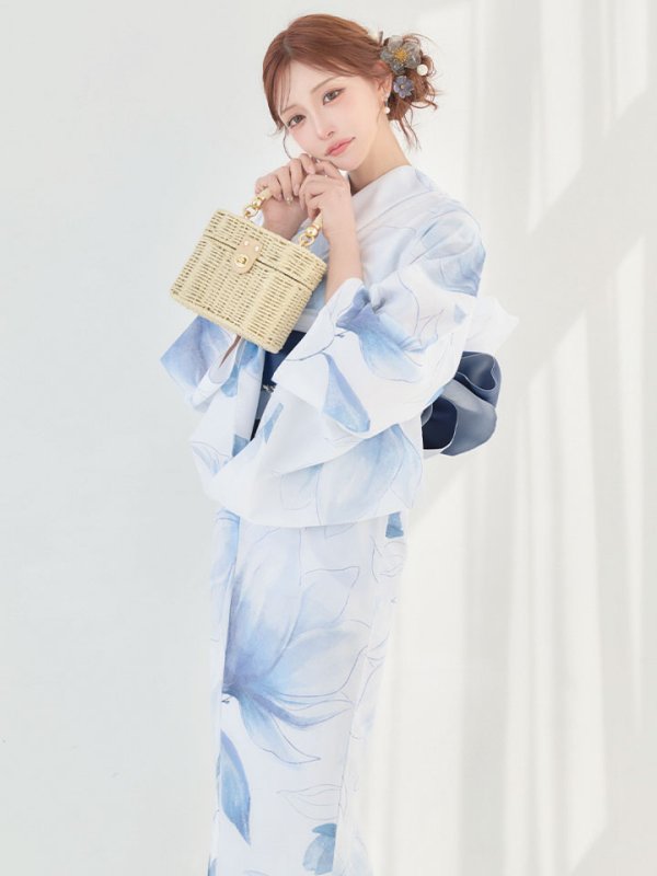 画像3: 送料無料！凛と咲く清涼蒼花浴衣【浴衣３点セット 浴衣/帯/下駄】[OF04]【予約 / 4月下旬発送予定】