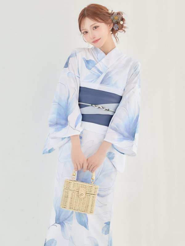 画像6: 送料無料！凛と咲く清涼蒼花浴衣【浴衣３点セット 浴衣/帯/下駄】[OF04]【予約 / 4月下旬発送予定】