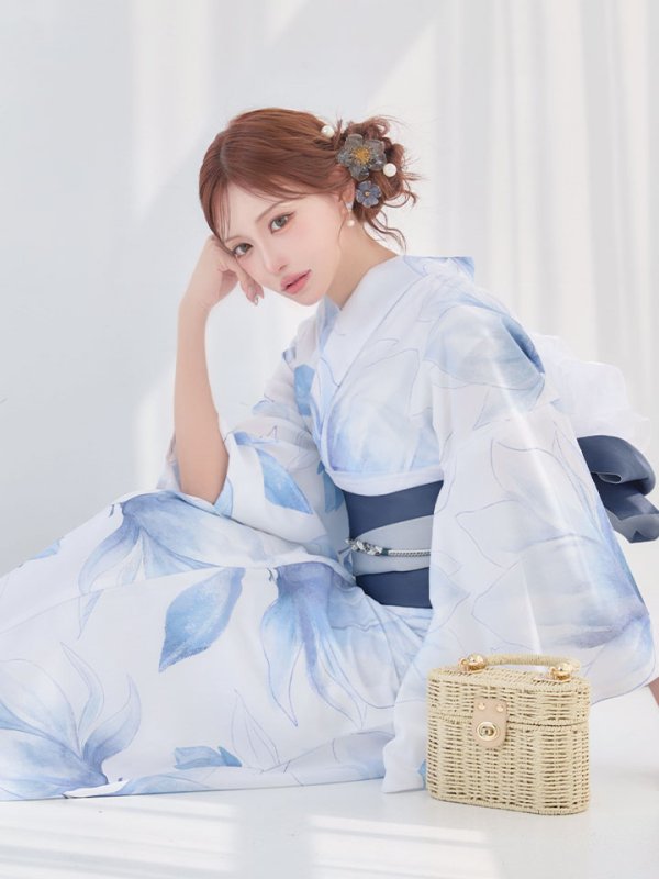 画像7: 送料無料！凛と咲く清涼蒼花浴衣【浴衣３点セット 浴衣/帯/下駄】[OF04]【予約 / 4月下旬発送予定】