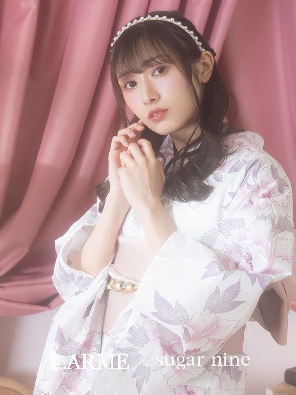 画像3: 【即日発送！】【浴衣】白地×淡い牡丹模様のモダン浴衣セット[YMT]