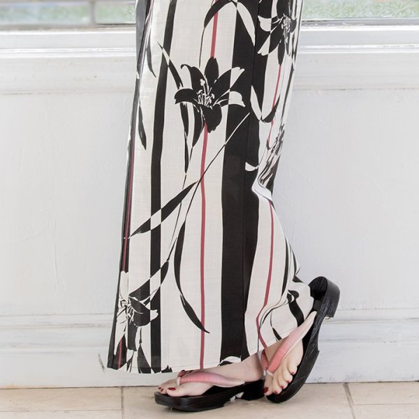 画像6: 【即日発送】【浴衣】ストライプ×百合の花模様浴衣セット[YMT]