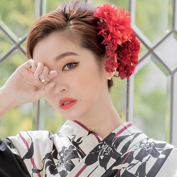 画像7: 【即日発送】【浴衣】ストライプ×百合の花模様浴衣セット[YMT]