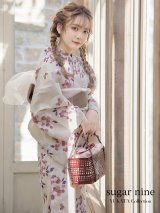 【即日発送】【浴衣】クリーム地にピンクの紫陽花浴衣（OBI-hira-100-ok-9-PxBR/ HIMO-900-yn-8-P/ Yobi-030-P/ GETA-02-ok-5-P）[YMT]