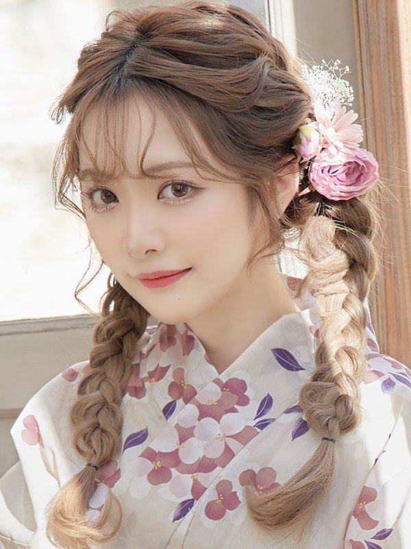 画像6: 【即日発送】【浴衣】クリーム地にピンクの紫陽花浴衣 【浴衣３点セット 浴衣/帯/下駄】[YMT]