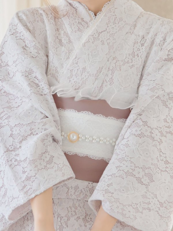 画像5: 【即日発送】【浴衣】ピンク地×白レース浴衣 【浴衣３点セット 浴衣/帯/下駄】[YMT]