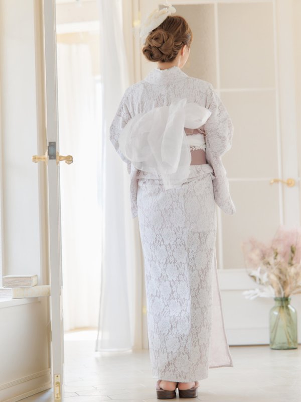 画像8: 【即日発送】【浴衣】ピンク地×白レース浴衣 【浴衣３点セット 浴衣/帯/下駄】[YMT]