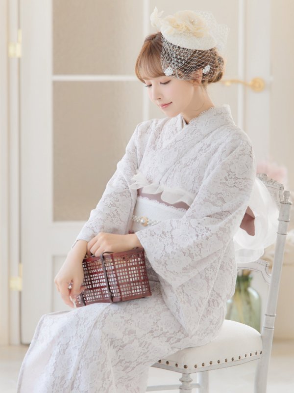 画像9: 【即日発送】【浴衣】ピンク地×白レース浴衣 【浴衣３点セット 浴衣/帯/下駄】[YMT]