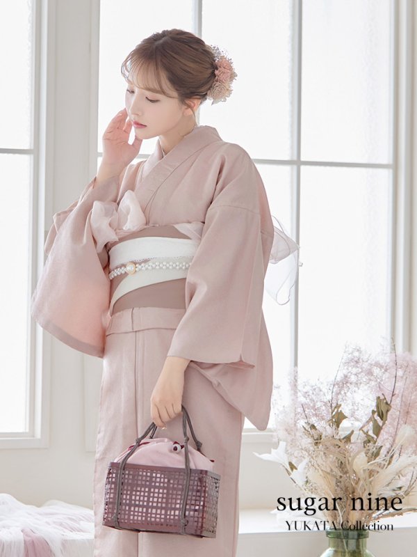 画像3: 【即日発送】【浴衣】ピンク無地浴衣 【浴衣３点セット 浴衣/帯/下駄】[YMT]