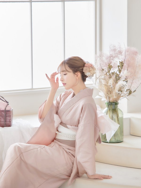 画像9: 【即日発送】【浴衣】ピンク無地浴衣 【浴衣３点セット 浴衣/帯/下駄】[YMT]