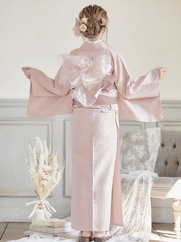 画像8: 【即日発送】【浴衣】ピンク無地浴衣 【浴衣３点セット 浴衣/帯/下駄】[YMT]