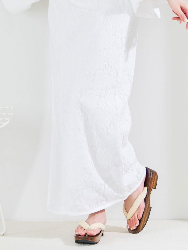 画像16: 【即日発送】【浴衣セール】白レース浴衣 【浴衣３点セット 浴衣/帯/下駄】[YMT]