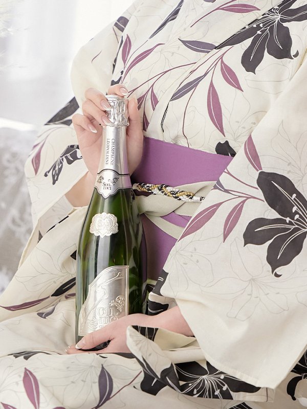 画像9: 【即日発送！】【浴衣】白地×百合柄浴衣 【浴衣３点セット 浴衣/帯/下駄】[YMT]