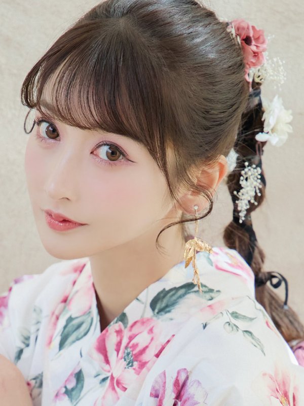 画像7: 【即日発送】【浴衣】白地×ボタニカル牡丹浴衣【浴衣３点セット 浴衣/帯/下駄】[YMT]