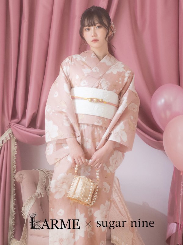 画像3: 【即日発送】【浴衣】くすみピンク地のホワイト牡丹浴衣 【浴衣３点セット 浴衣/帯/下駄】[YMT]