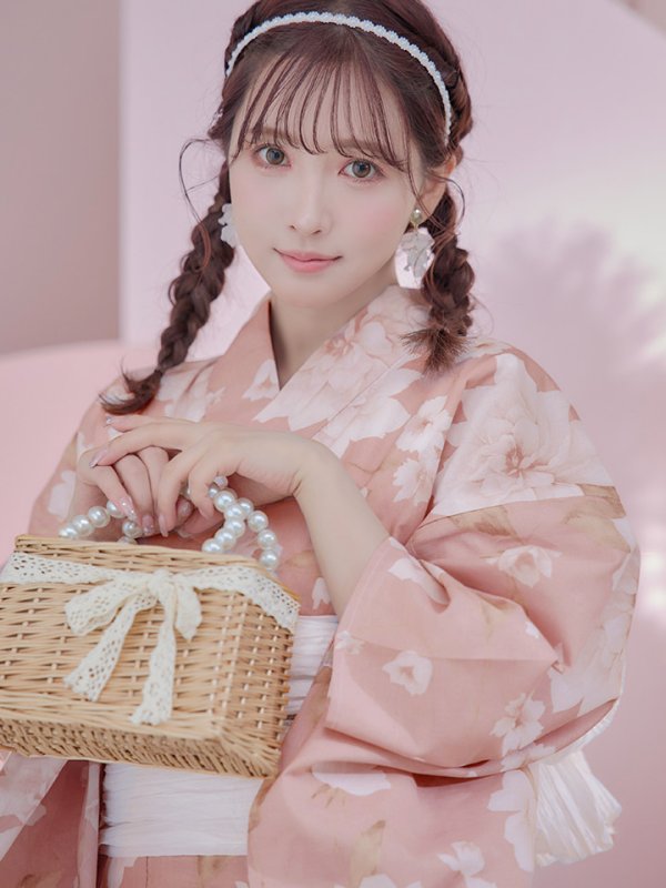 画像14: 【即日発送】【浴衣】くすみピンク地のホワイト牡丹浴衣【浴衣３点セット 浴衣/帯/下駄】[YMT]