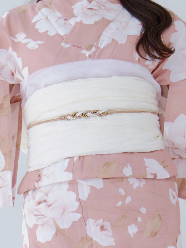 画像16: 【即日発送】【浴衣】くすみピンク地のホワイト牡丹浴衣【浴衣３点セット 浴衣/帯/下駄】[YMT]