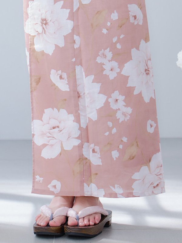 画像17: 【即日発送】【浴衣】くすみピンク地のホワイト牡丹浴衣【浴衣３点セット 浴衣/帯/下駄】[YMT]