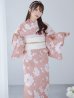 画像2: 【即日発送】【浴衣】くすみピンク地のホワイト牡丹浴衣【浴衣３点セット 浴衣/帯/下駄】[YMT] (2)