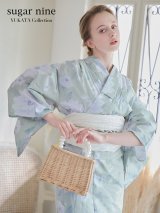 【即日発送】【浴衣】ミント地x牡丹浴衣    OBI-siwa-200-kj-13-OW / HIMO-900-yn-4-GYxGY/ YA-942-kj-W / HEKO-800-sb-5-W / GETA-02-ok-3-LBL [YMT]