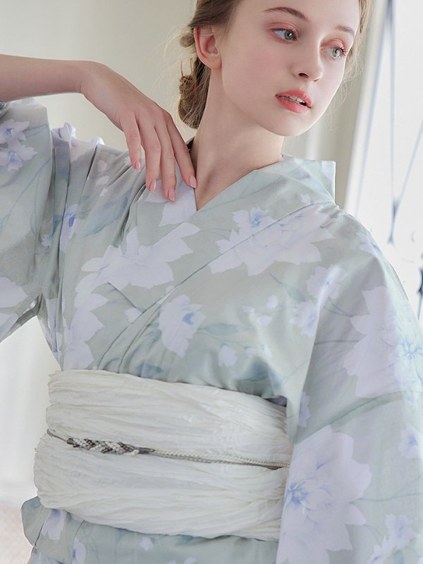 画像5: 【即日発送】【浴衣】ミント地x牡丹浴衣 【浴衣３点セット 浴衣/帯/下駄】[YMT]