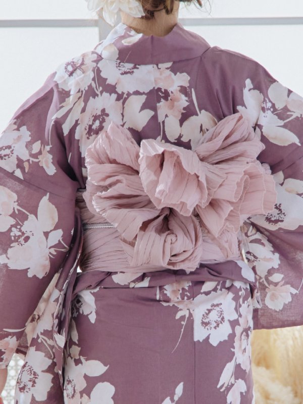 画像6: 【即日発送】【浴衣セール】エンジ×椿ニュアンス浴衣【浴衣３点セット 浴衣/帯/下駄】[YMT]