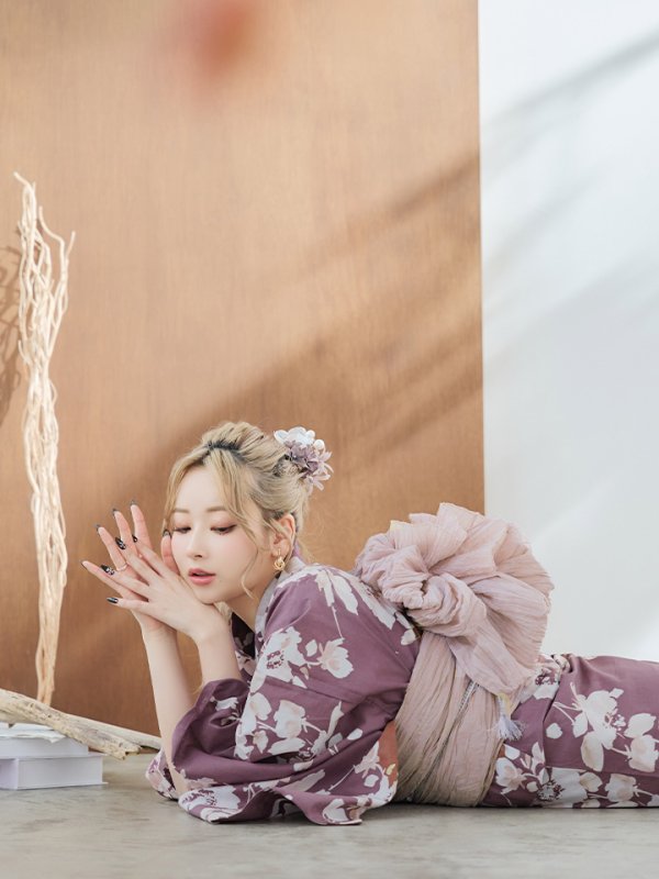 画像13: 【即日発送】【浴衣セール】エンジ×椿ニュアンス浴衣【浴衣３点セット 浴衣/帯/下駄】[YMT]