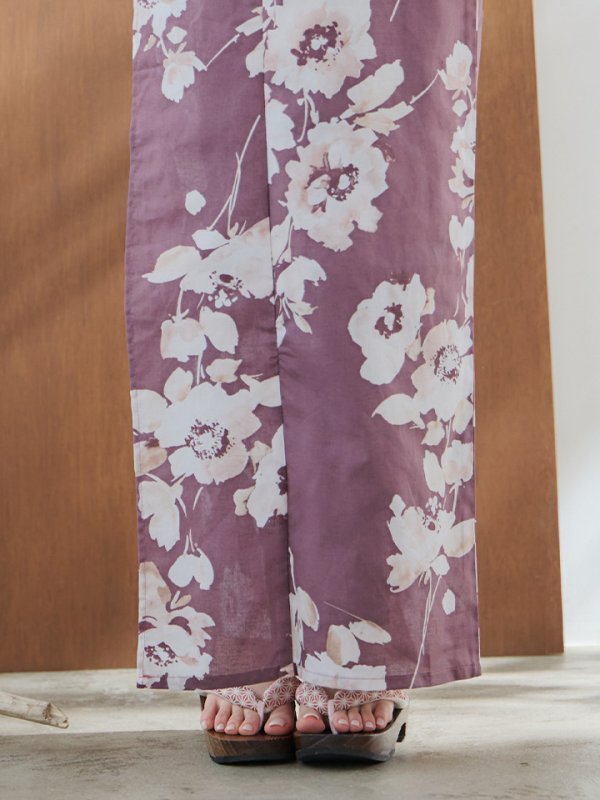 画像16: 【即日発送】【浴衣セール】エンジ×椿ニュアンス浴衣【浴衣３点セット 浴衣/帯/下駄】[YMT]