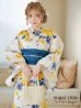 画像2: 【即日発送】【浴衣】ブルーxイエローローズ 薔薇 バラ 浴衣 siwa33/ Yhimo-GY×GD/ YA-1081-kj-IV/ YA-1081-kj-BR / HEKO-800-sb-5-W/ GETA-02-ok-2-IV [YMT] (2)