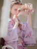 画像1: 【浴衣セール】ピンクストライプ地x紫陽花浴衣 【浴衣３点セット 浴衣/帯/下駄】  OBI-siwa-202-ok-1-BE / HIMO-900-yn-7-MOC / YA-1079-kj-4-W / HEKO-800-sb-3-BR / GETA-02-ok-5-P　[YMT] (1)