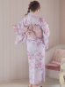 画像8: 【浴衣セール】ピンクストライプ地x紫陽花浴衣 【浴衣３点セット 浴衣/帯/下駄】[YMT]