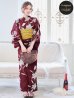 画像3: 【即日発送】【浴衣】エンジ×モダンハイビスカス浴衣 OBI-siwa-202-ok-14-MUS / HIMO-900-yn-7-MOC / YA-1081-kj-P / GETA-02-ok-7-R [YMT]