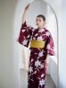 画像10: 【即日発送】【浴衣】エンジ×モダンハイビスカス浴衣  OBI-siwa-202-ok-14-MUS / HIMO-900-yn-7-MOC / YA-952-kn-W / YA-1081-kj-P / GETA-02-ok-7-R [YMT]