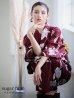 画像2: 【即日発送】【浴衣】エンジ×モダンハイビスカス浴衣  OBI-siwa-202-ok-14-MUS / HIMO-900-yn-7-MOC / YA-952-kn-W / YA-1081-kj-P / GETA-02-ok-7-R [YMT] (2)