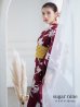 画像3: 【即日発送】【浴衣】エンジ×モダンハイビスカス浴衣  OBI-siwa-202-ok-14-MUS / HIMO-900-yn-7-MOC / YA-952-kn-W / YA-1081-kj-P / GETA-02-ok-7-R [YMT]