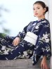画像12: 【即日発送】ネイビー地x百合柄浴衣 OBI-siwa-202-ok-6-W / HIMO-900-yn-4-GYxGY / YA-948-kj-NV / HEKO-800-sb-5-W / GETA-02-ok-2-IV [YMT]