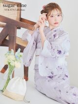 【即日発送】可憐なパープルxホワイト牡丹浴衣 OBI-siwa-202-ok-6-W / HIMO-900-yn-8-P / YA-943-kj-BAKEDP / HEKO-800-sb-4-P / GETA-02-ok-2-IV [YMT]