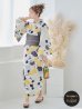 画像2: 【即日発送】【浴衣】イエローとブルーのニュアンス牡丹浴衣 OBI-hira-100-ok-5-GYxSV / HIMO-900-yn-4-GYxGY / YA-953-kn-W / AYA-68-kn-W / HEKO-800-sb-5-W / GETA-02-ok-2-IV [YMT] (2)