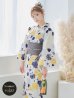 画像3: 【即日発送】【浴衣】イエローとブルーのニュアンス牡丹浴衣 OBI-hira-100-ok-5-GYxSV / HIMO-900-yn-4-GYxGY / YA-953-kn-W / AYA-68-kn-W / HEKO-800-sb-5-W / GETA-02-ok-2-IV [YMT]