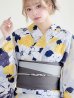 画像5: 【即日発送】【浴衣】イエローとブルーのニュアンス牡丹浴衣 OBI-hira-100-ok-5-GYxSV / HIMO-900-yn-4-GYxGY / YA-953-kn-W / HEKO-800-sb-5-W / GETA-02-ok-2-IV [YMT]