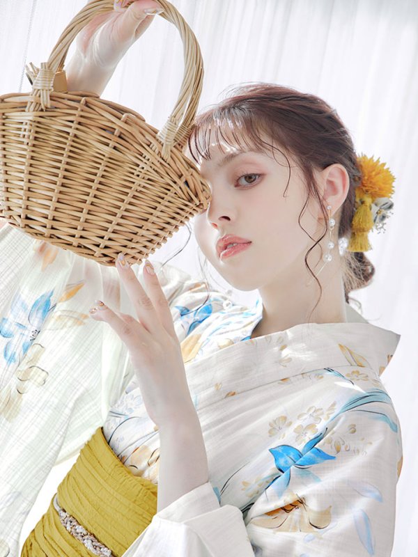 画像12: 【即日発送】ブルーとイエローのニュアンス水仙浴衣 【浴衣３点セット 浴衣/帯/下駄】[YMT]